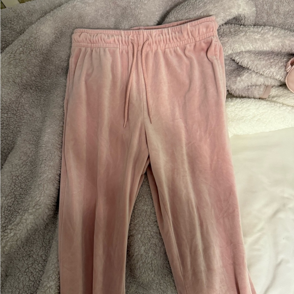 Soft Pink Velvet Pants with Stretchy waistband